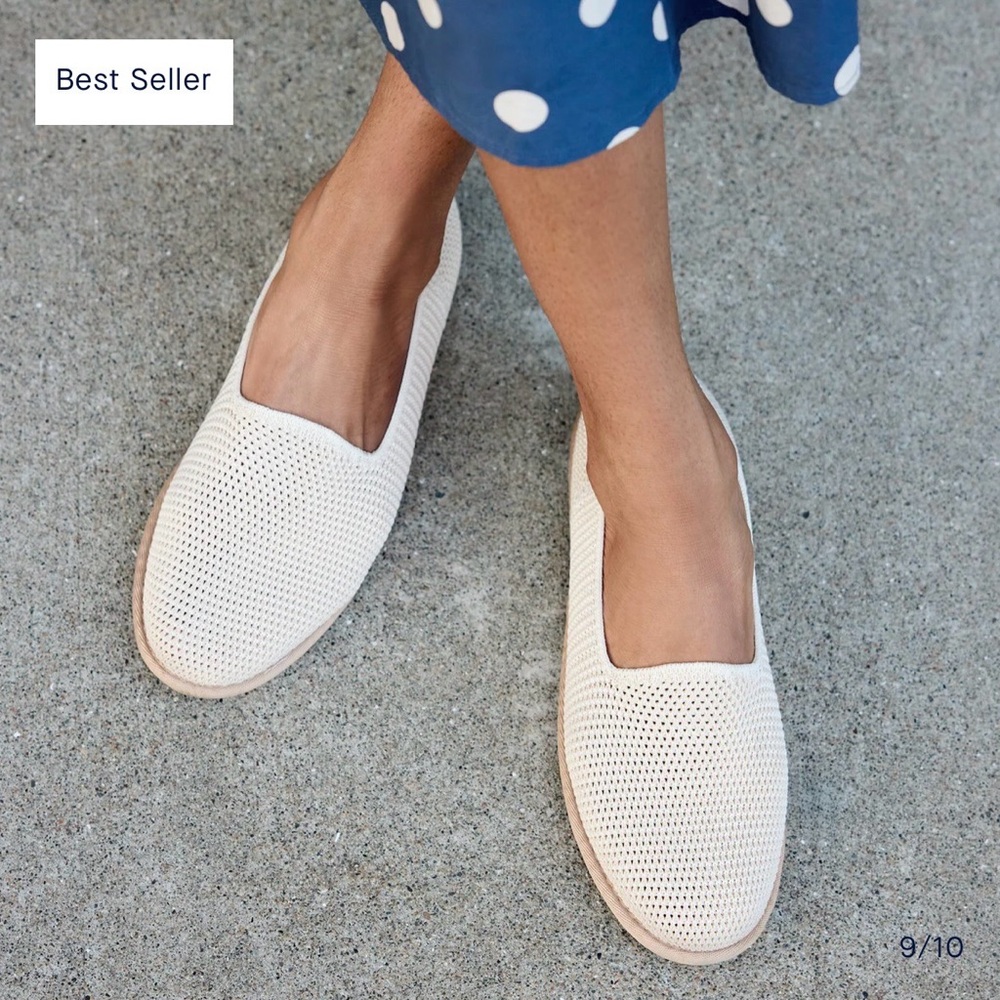 Rothy's Cruiser Beige Tan Mesh Slip On Almond Toe Flats Loafers  Sz 8M. NWOB